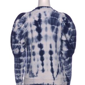 Ulla Johnson Philo Indigo Tie-Dye Puff Sleeve Sweatshirt Top